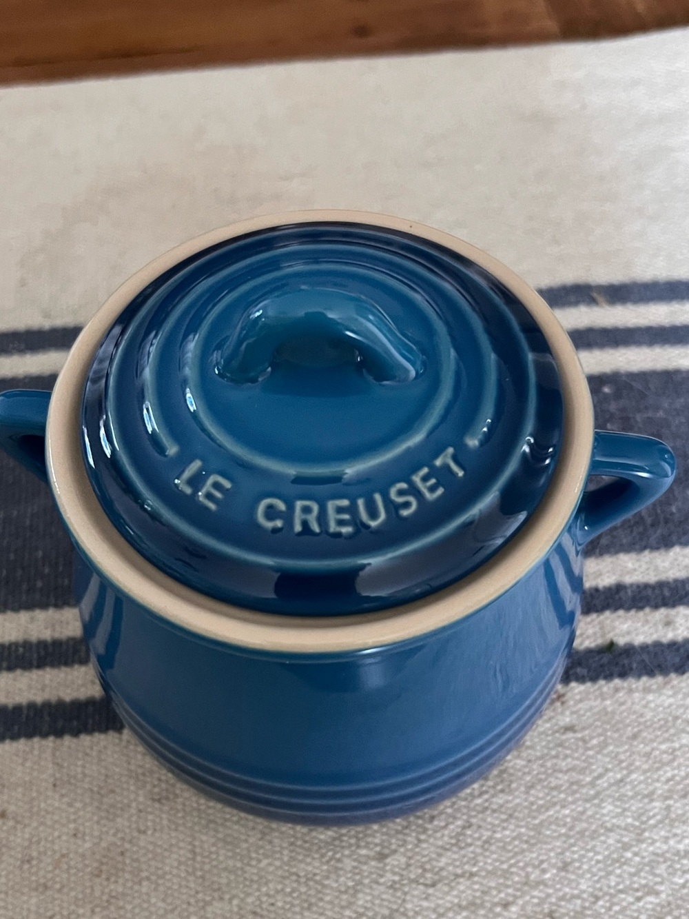 Le Creuset Mini Bean Pot 16 Oz Marseille Blue New With Tag